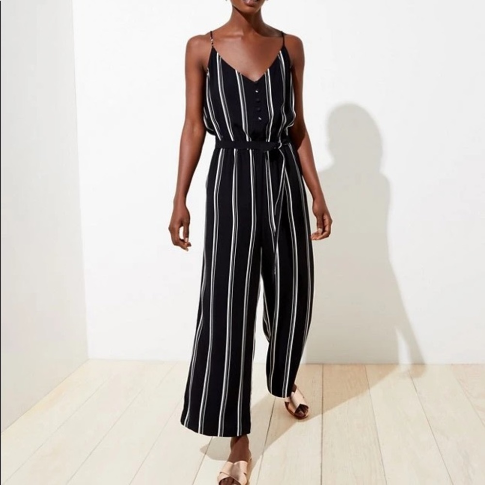 NWT Loft Striped Wide Leg Jumpsuit (size 4)